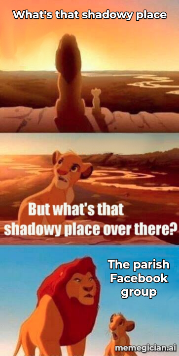 Village Secedes Over Asylum Centre meme: What's that shadowy place — The parish Facebook group