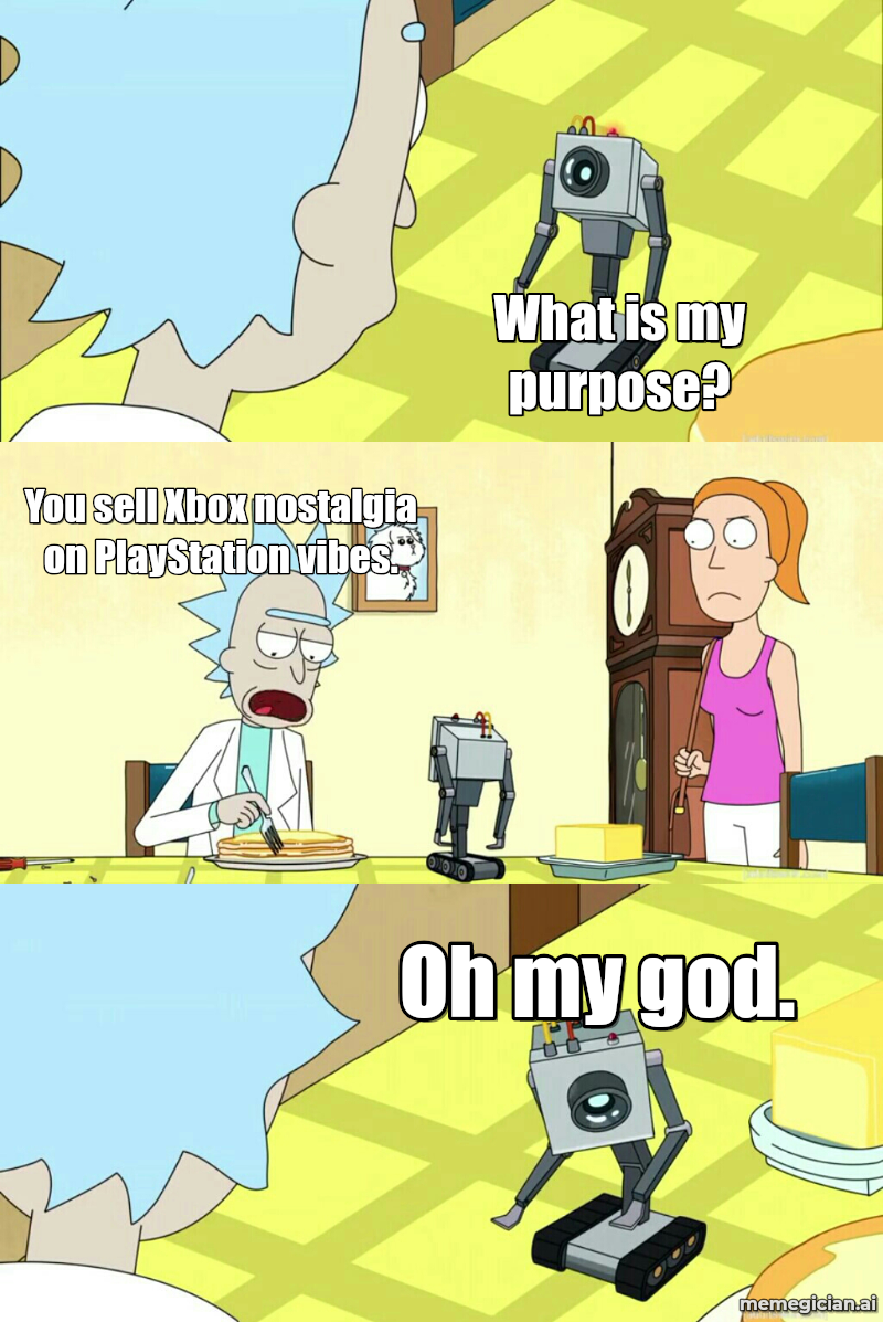 Halo moves to Call of Duty meme: What is my purpose? — You sell Xbox nostalgia on PlayStation vibes. — Oh my god.