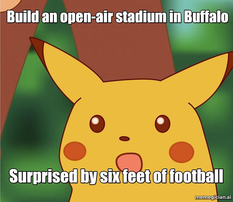 NFL weather chaos meme: Build an open-air stadium in Buffalo — Surprised by six feet of football