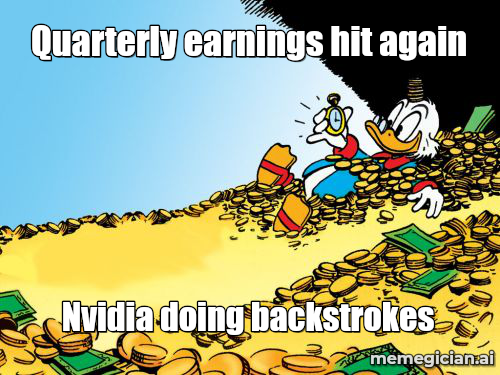 Nvidia’s $150B buyback meme: Quarterly earnings hit again — Nvidia doing backstrokes