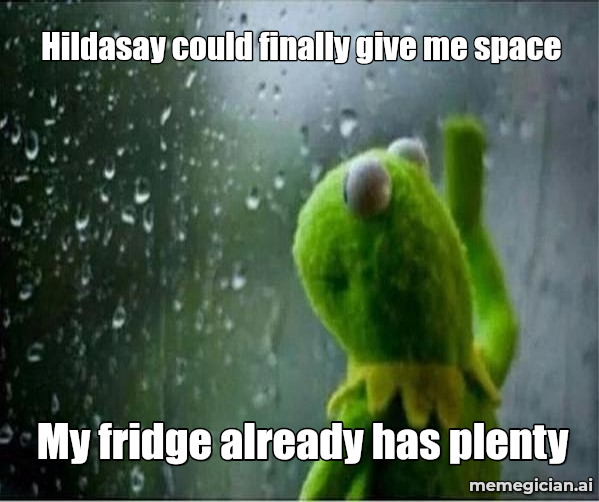 Hildasay Island for Sale meme: Hildasay could finally give me space — My fridge already has plenty