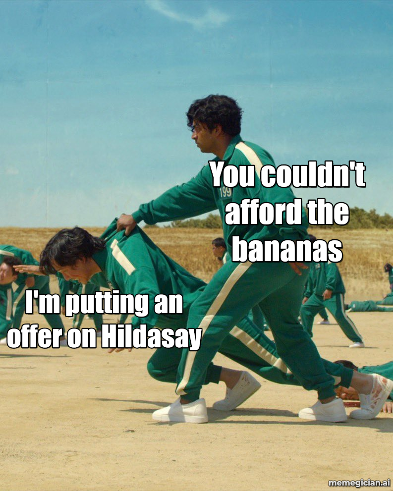 Hildasay Island for Sale meme: I'm putting an offer on Hildasay — You couldn't afford the bananas